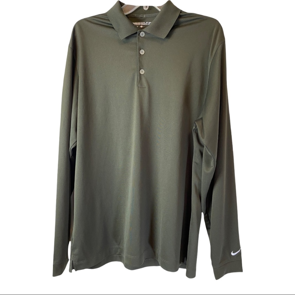 Nike Large Long Sleeve Golf Polo Shirt Army Green